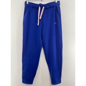 Nike Thermo Fit Joggers Pants Athletic Zip Ankles Fleece Blue Pink Womens M